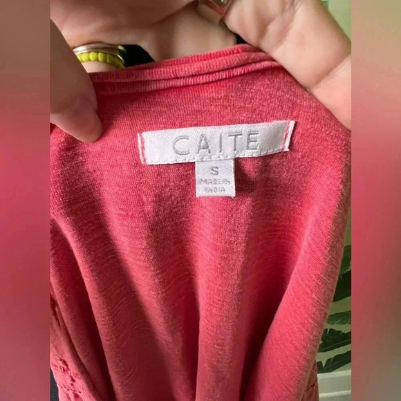 Caite Red Embroidered Short Sleeve Tunic Tee Top Size S - Picture 6 of 6